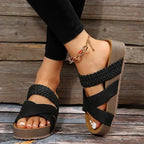 Women's platform slide sandals slip-on open toe, orthopedic summer sandal