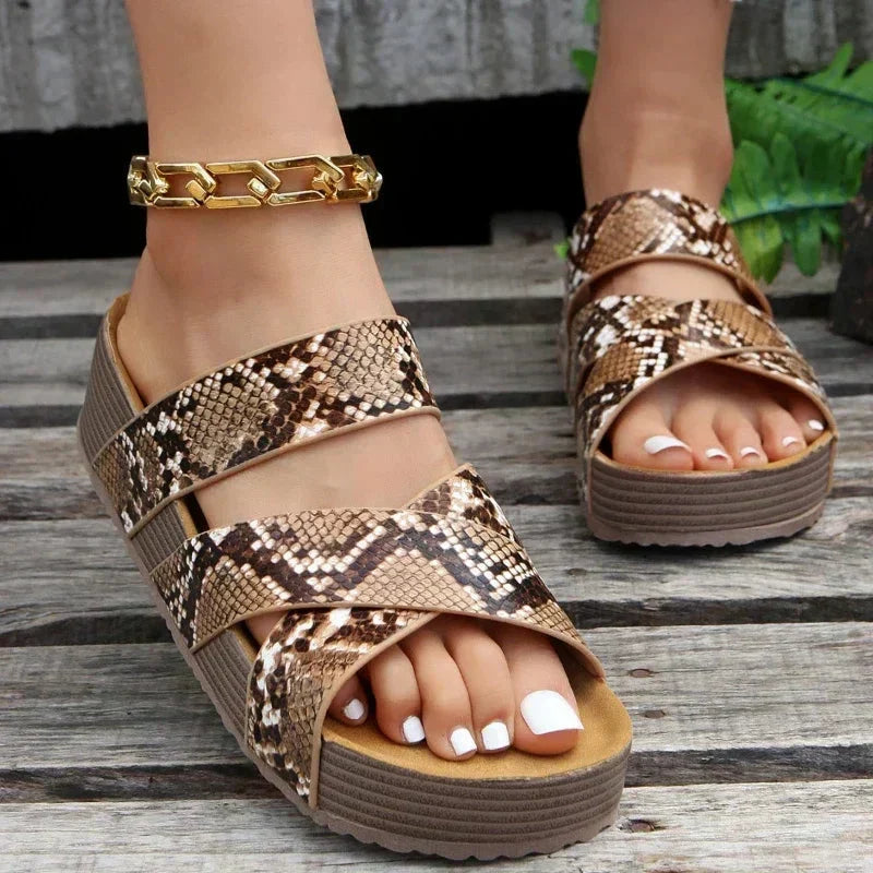 Women's platform slide sandals slip-on open toe, orthopedic summer sandal