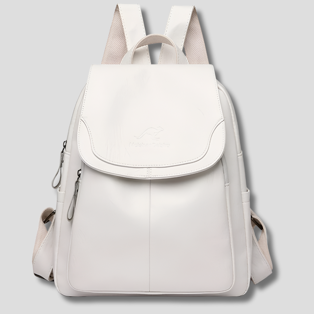Women's anti-theft leather backpack with embossed detail, multiple colors