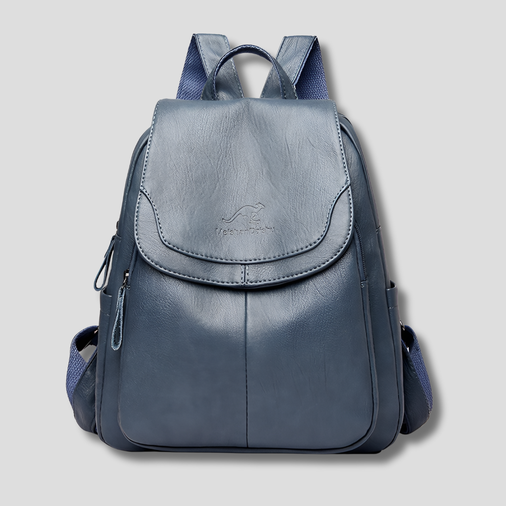 Women's anti-theft leather backpack with embossed detail, multiple colors