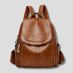 Women's anti-theft leather backpack with embossed detail, multiple colors