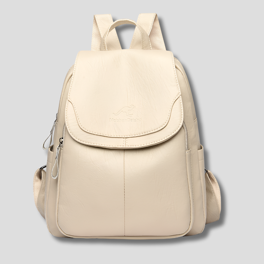 Women's anti-theft leather backpack with embossed detail, multiple colors
