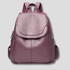 Women's anti-theft leather backpack with embossed detail, multiple colors