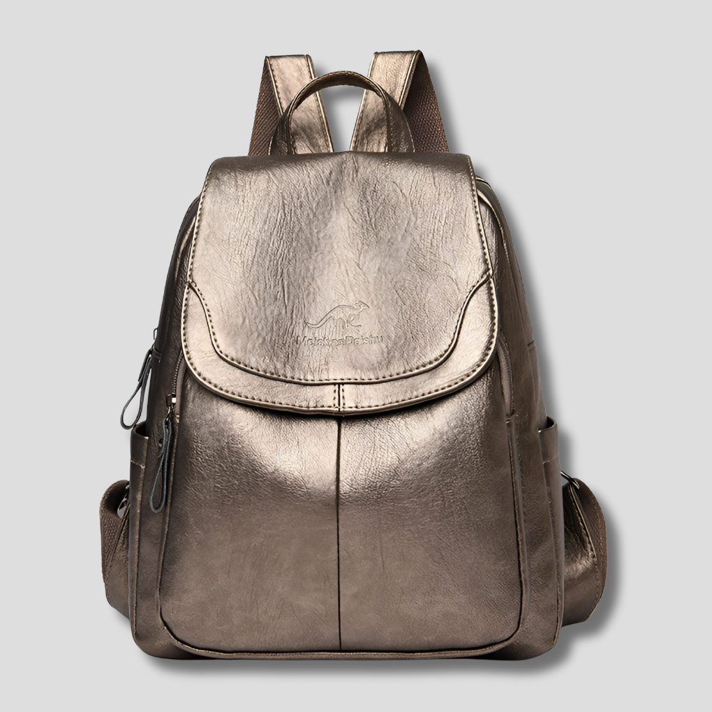 Women's anti-theft leather backpack with embossed detail, multiple colors