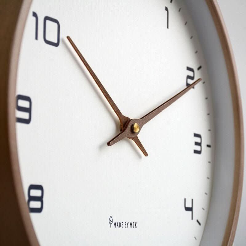Wall clock silent wooden Scandinavian minimalist design, natural wood finish