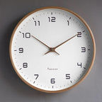 Wall clock silent wooden Scandinavian minimalist design, natural wood finish