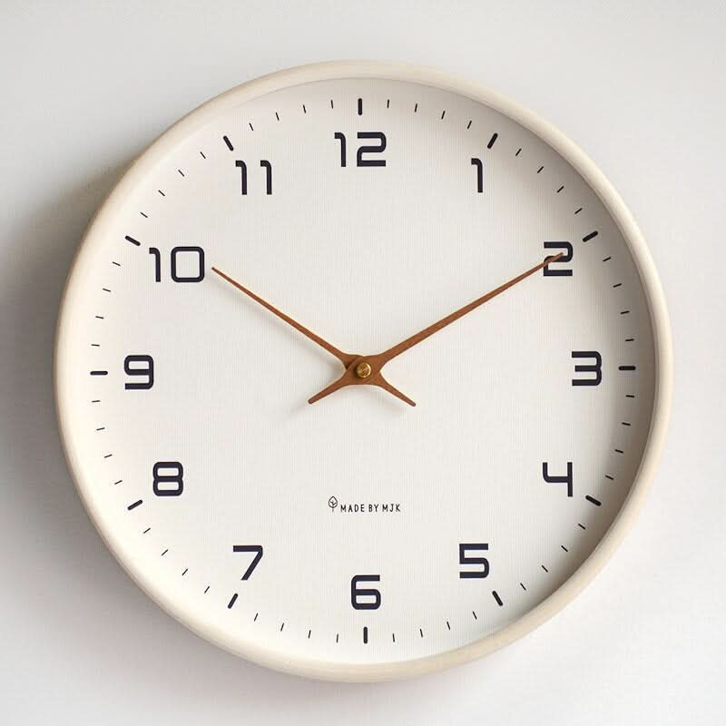 Wall clock silent wooden Scandinavian minimalist design, natural wood finish