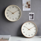 Wall clock silent wooden Scandinavian minimalist design, natural wood finish