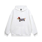 Unisex oversized hoodie with dachshund embroidery and kangaroo pocket
