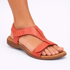 Women's orthopedic sandals with adjustable hook-and-loop straps and cushioned footbed
