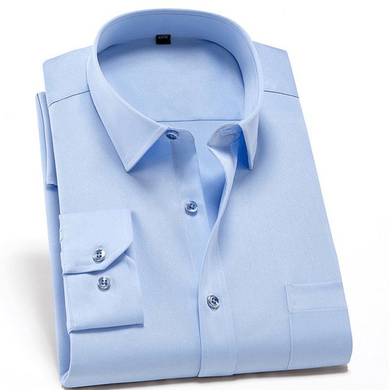 Men's wrinkle-free dress shirt, breathable fabric for work and casual wear