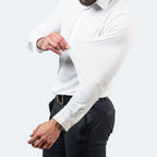 Men's wrinkle-free dress shirt, breathable fabric for work and casual wear