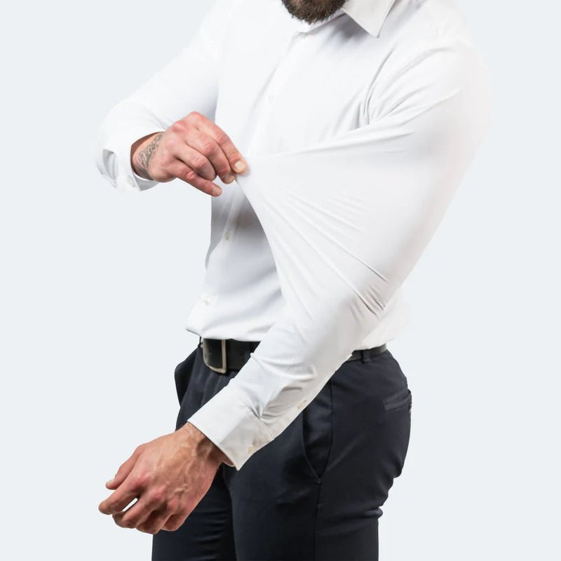 Men's wrinkle-free dress shirt, breathable fabric for work and casual wear