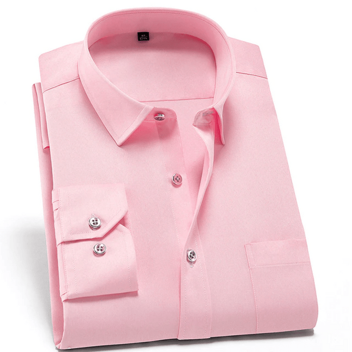 Men's wrinkle-free dress shirt, breathable fabric for work and casual wear