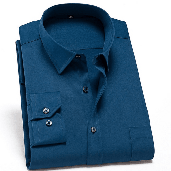 Men's wrinkle-free dress shirt, breathable fabric for work and casual wear
