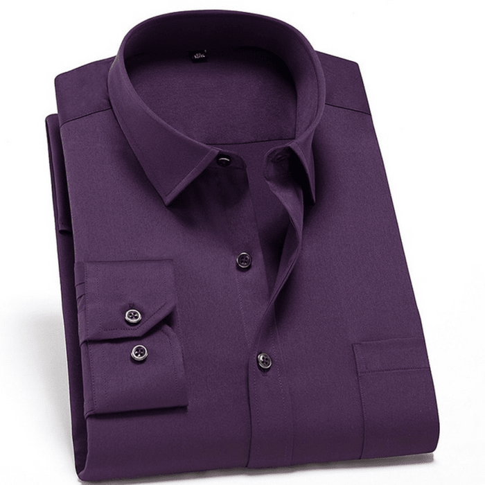 Men's wrinkle-free dress shirt, breathable fabric for work and casual wear