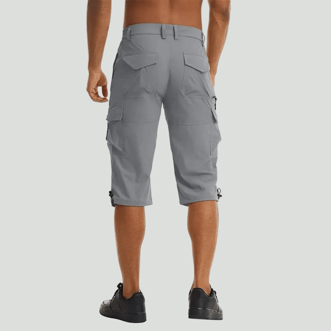 Men cargo shorts knee length regular fit with multiple pockets breathable