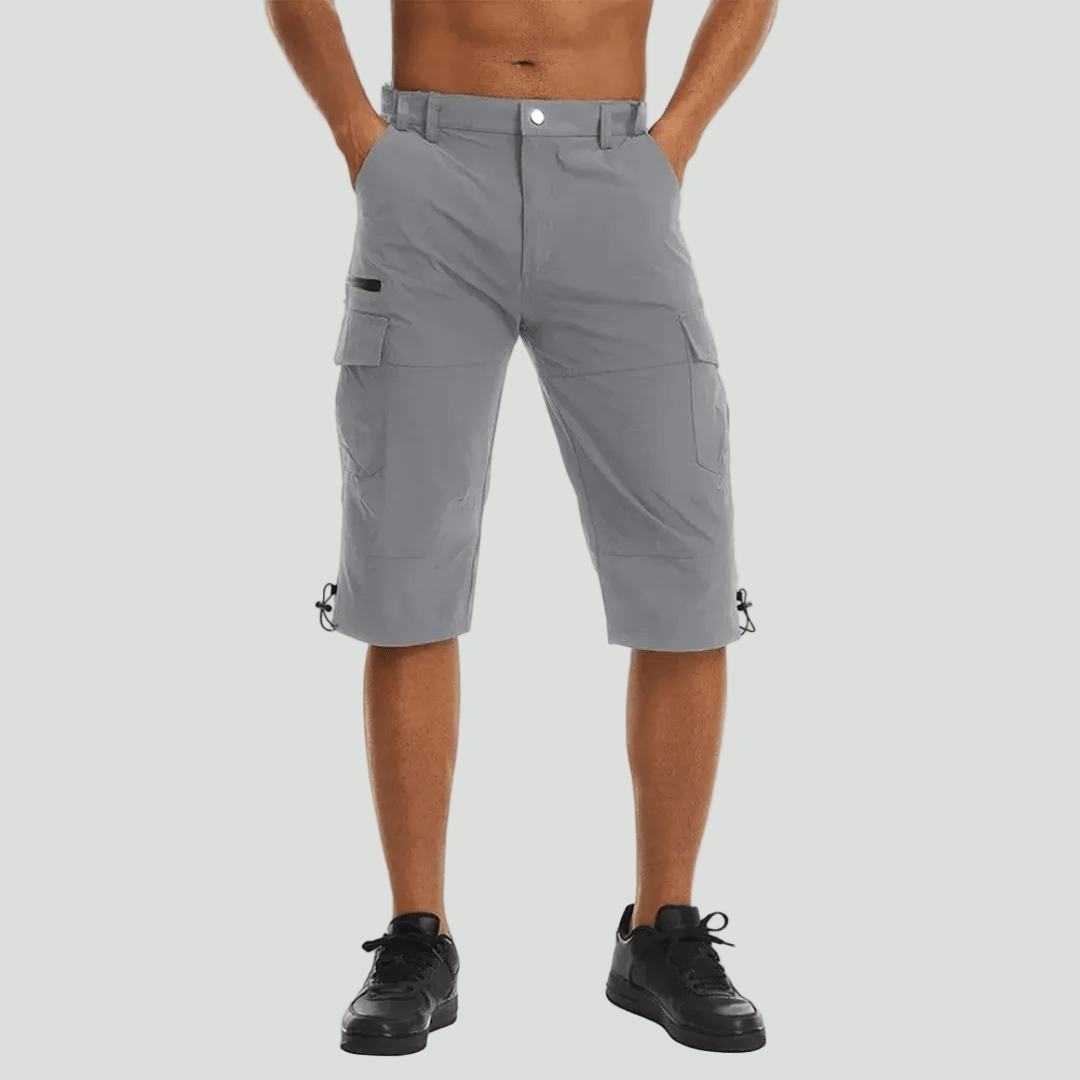 Men cargo shorts knee length regular fit with multiple pockets breathable