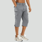 Men cargo shorts knee length regular fit with multiple pockets breathable