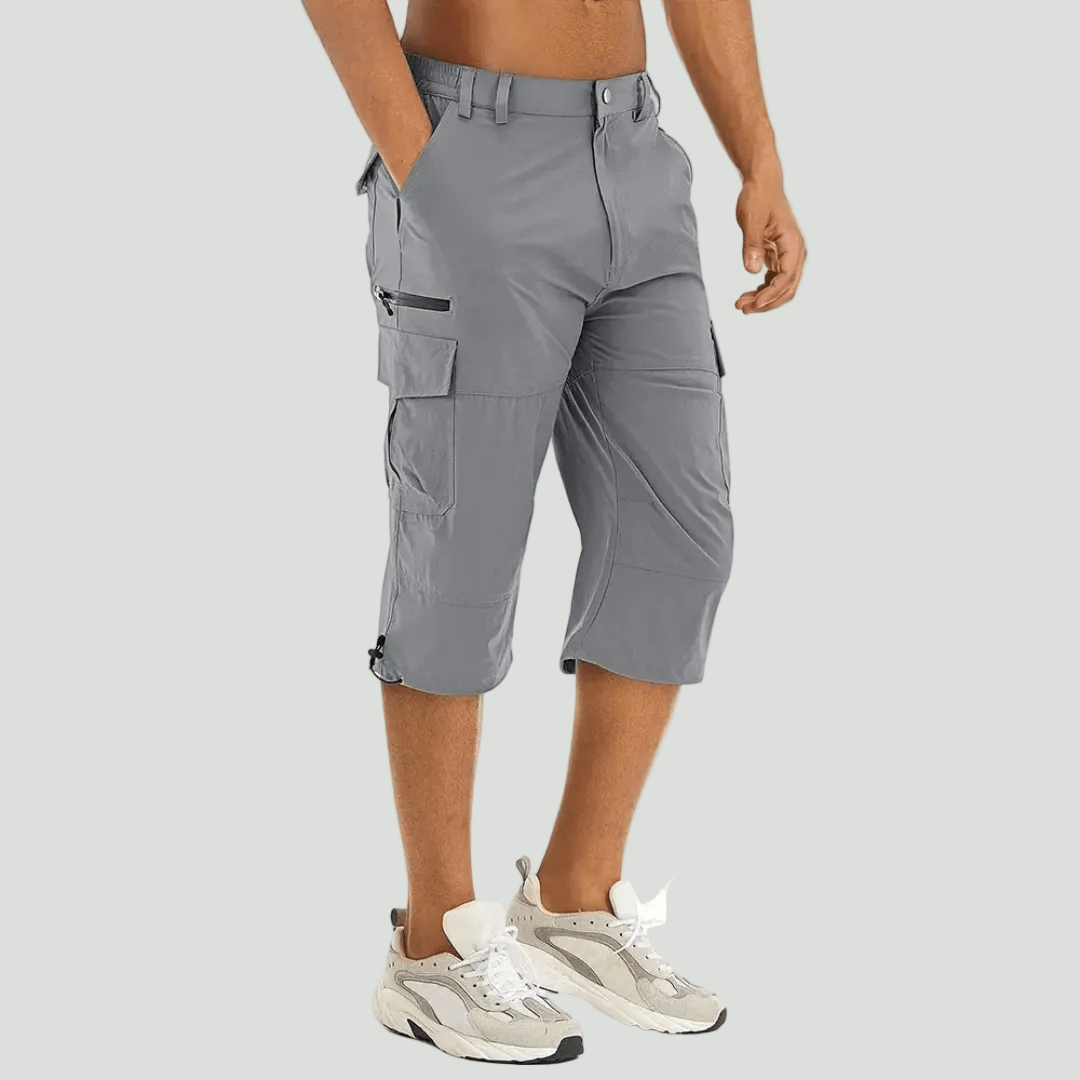 Men cargo shorts knee length regular fit with multiple pockets breathable