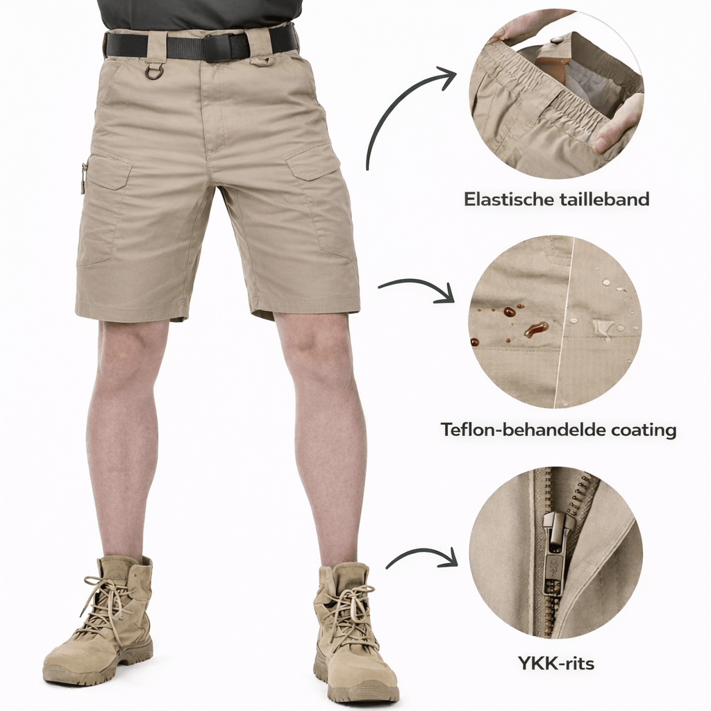 Men cargo shorts regular fit with 6 pockets and elastic waist
