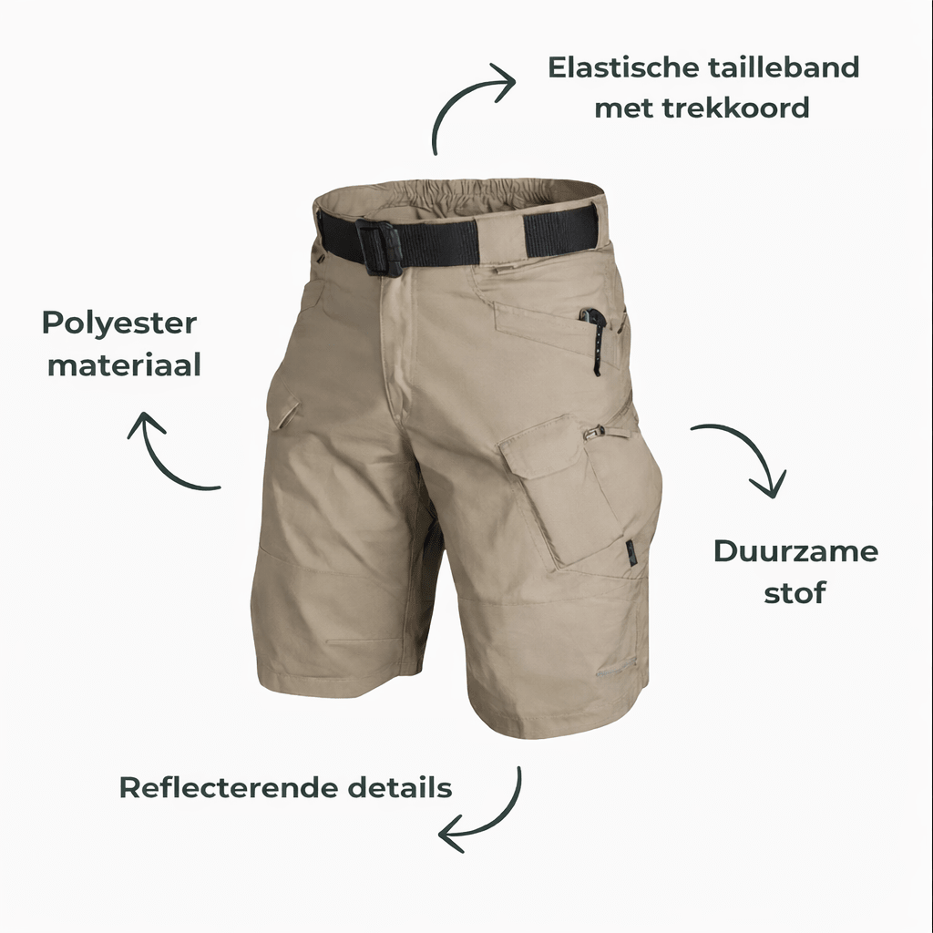 Men cargo shorts regular fit with 6 pockets and elastic waist