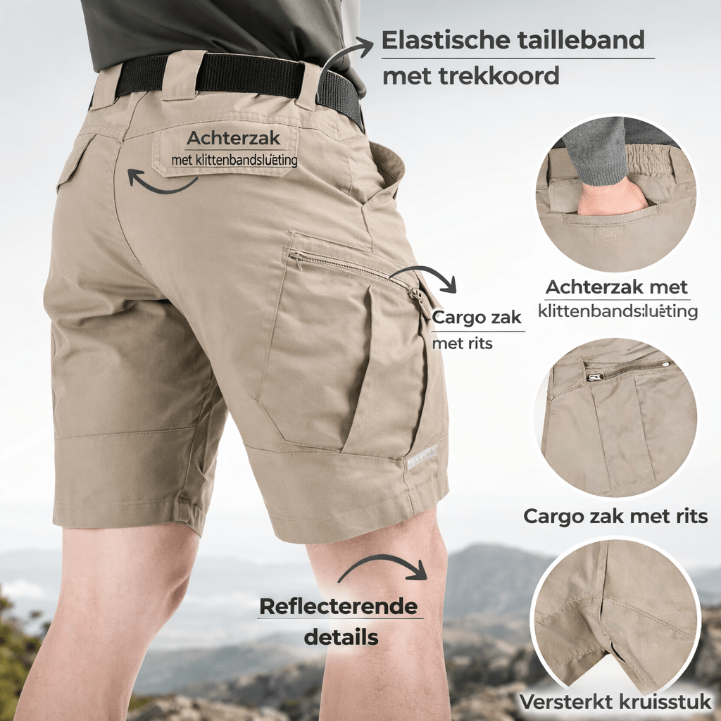 Men cargo shorts regular fit with 6 pockets and elastic waist