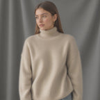Women's cashmere turtleneck sweater oversized fit, soft warm knit pullover