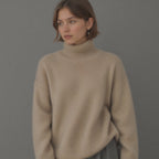 Women's cashmere turtleneck sweater oversized fit, soft warm knit pullover