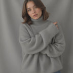 Women's cashmere turtleneck sweater oversized fit, soft warm knit pullover
