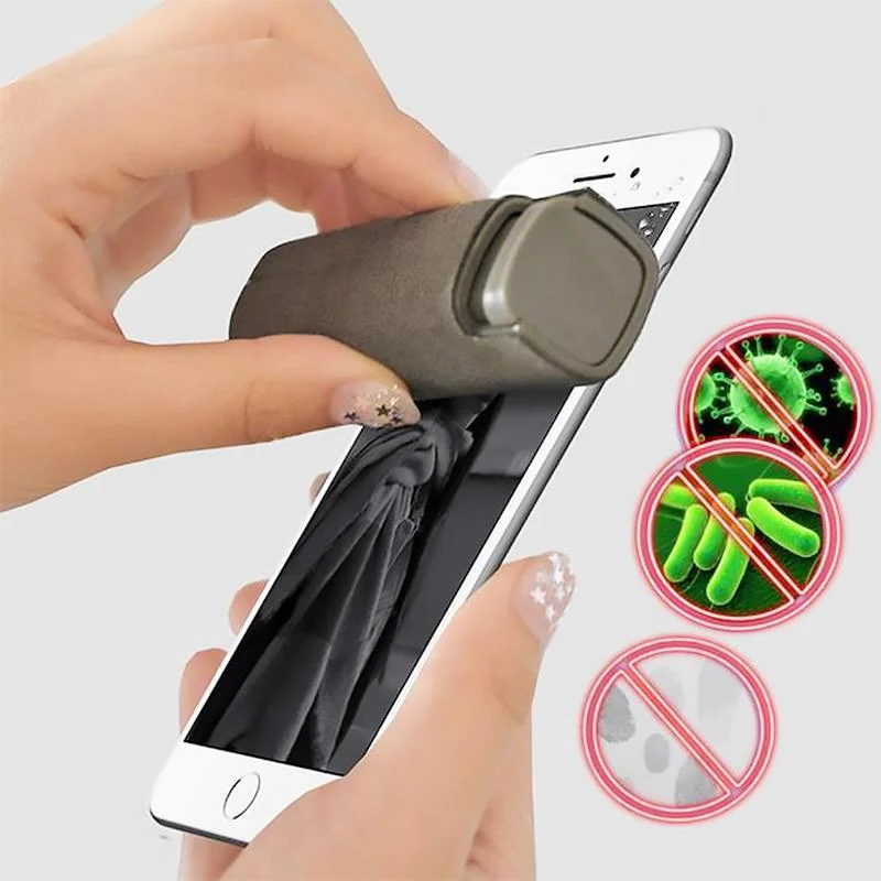 3-in-1 screen cleaner spray touchscreen mist cleaner portable microfiber, blue and gray