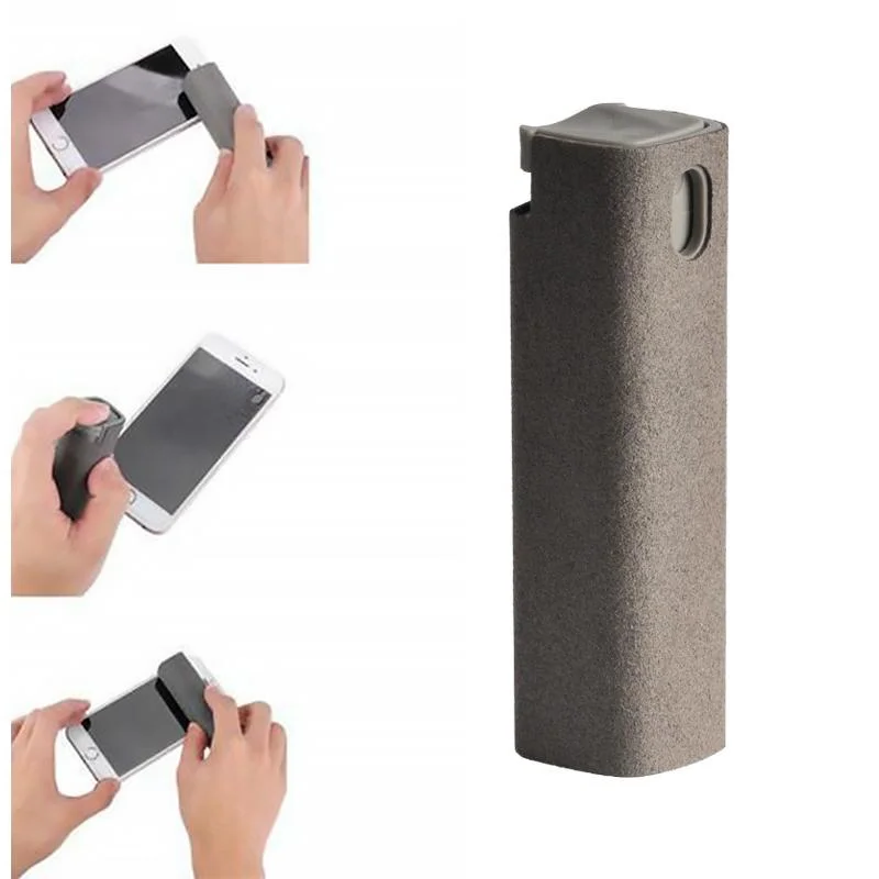 3-in-1 screen cleaner spray touchscreen mist cleaner portable microfiber, blue and gray