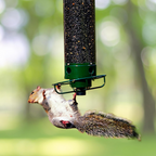 Squirrel proof bird feeder with rotating perch, 4 feeding ports and heavy-duty metal construction