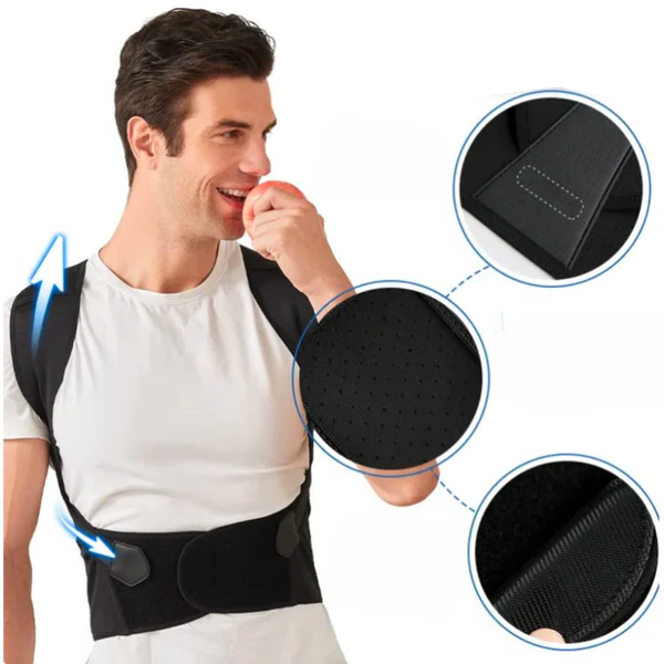 Posture corrector brace for back and neck pain relief, adjustable unisex support