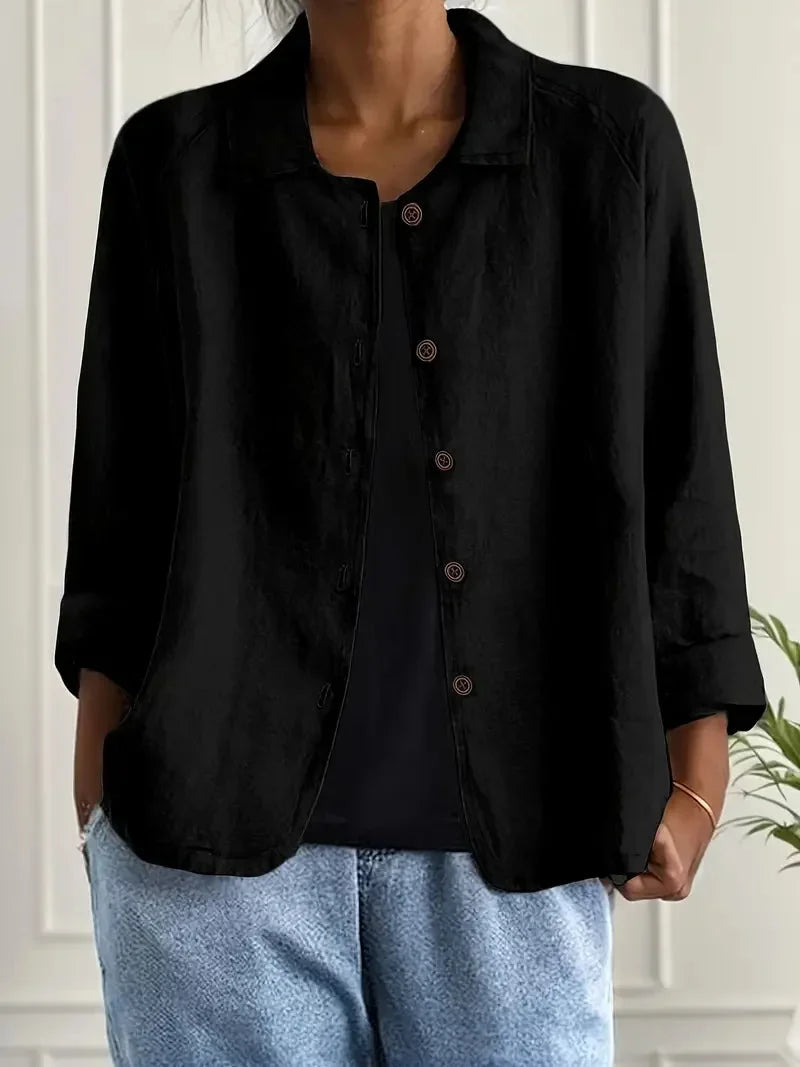 Women Oversized Blazer Button Front Relaxed Fit | Gigi