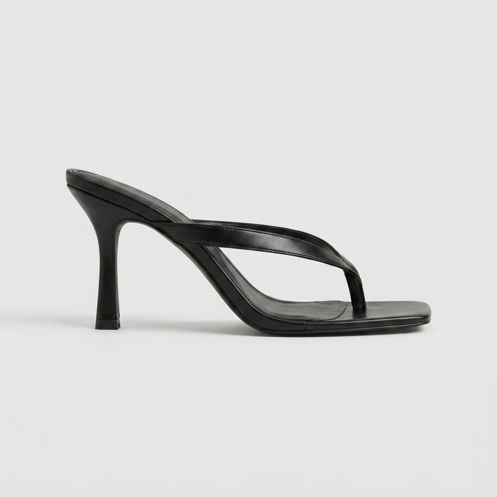 Women Heeled Sandals Stiletto High Heel Square Toe Thong Strap