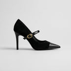 Velvet Heels | Women's Leather Mary Jane Pointed Toe Stiletto Pumps