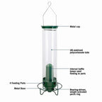 Squirrel proof bird feeder with rotating perch, 4 feeding ports and heavy-duty metal construction