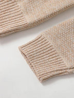 Men ribbed knit full-zip cardigan with stand collar in khaki