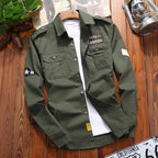 Men's tactical field shirt military-inspired woven cotton slim fit with chest pockets