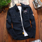Men's tactical field shirt military-inspired woven cotton slim fit with chest pockets