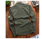 Men's tactical field shirt military-inspired woven cotton slim fit with chest pockets