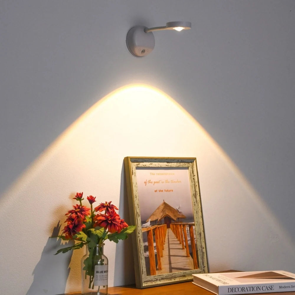 Motion sensor LED spotlight wireless dimmable 360 degree rotation USB-C rechargeable