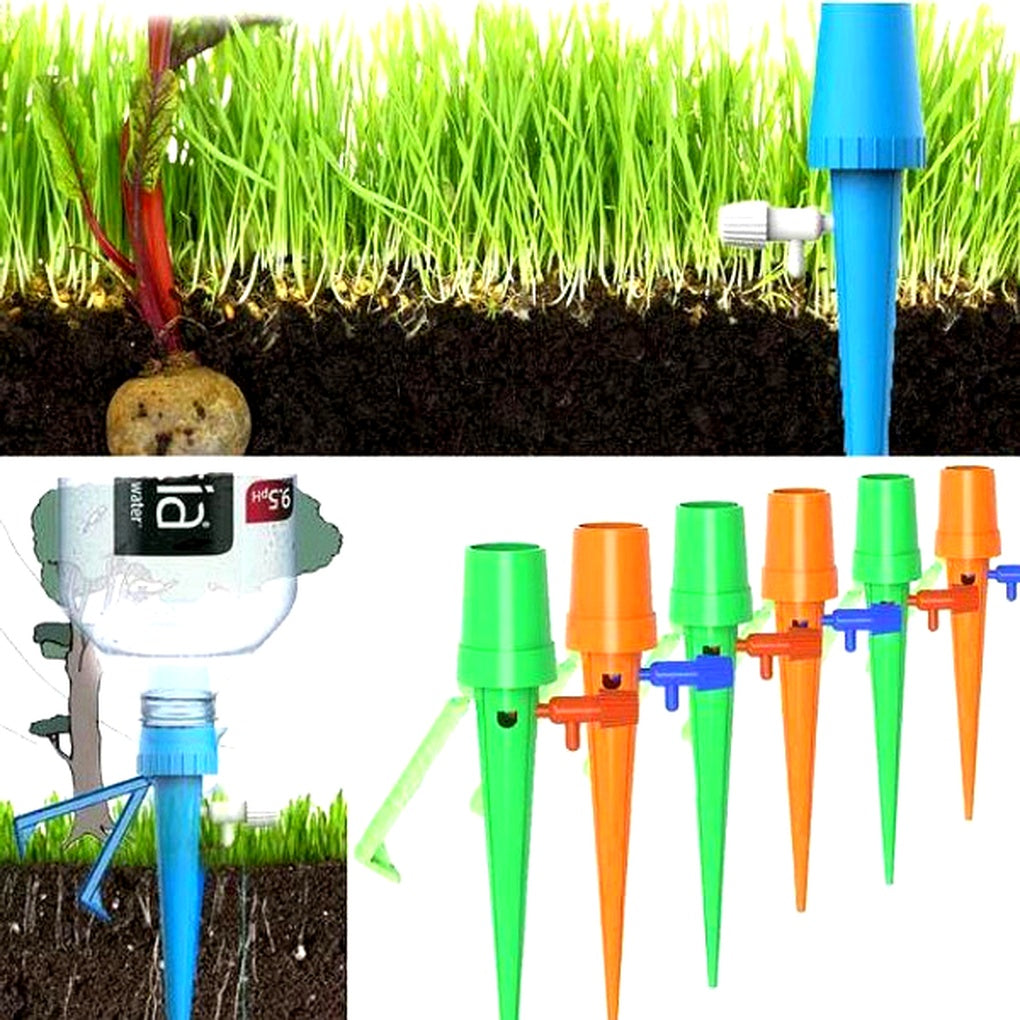 12 pack automatic plant watering spikes adjustable flow for indoor and outdoor pots
