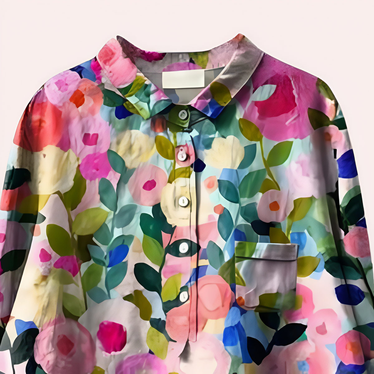 Women floral print blouse long sleeve V-neck regular fit