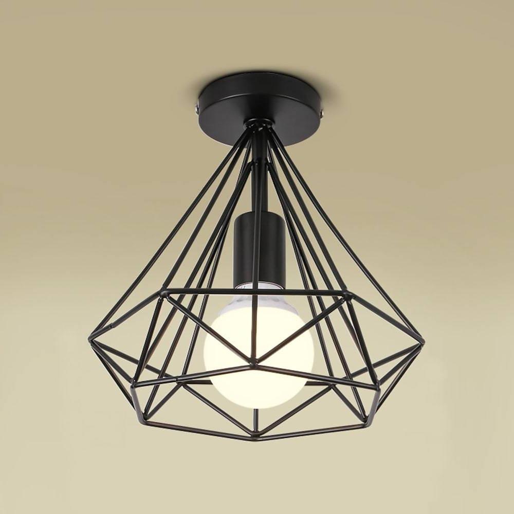Retro geometric cage ceiling lamp black LED 9W indoor ambient light