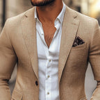 Men's slim fit two button blazer with notch lapel in Brown, Grey and Dark Blue