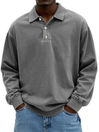 Men long sleeve polo shirt with classic collar in multiple colors