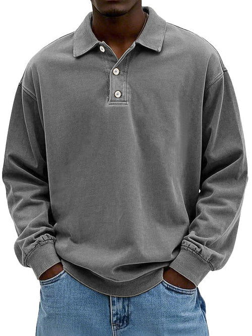 Men long sleeve polo shirt with classic collar in multiple colors