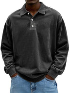 Men long sleeve polo shirt with classic collar in multiple colors